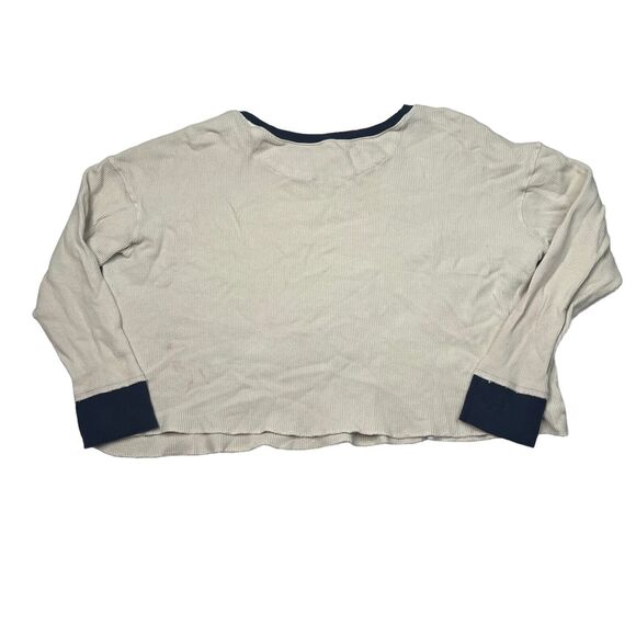 Anthropologie Ski Tahoe Thermal Waffle Knit Crop Long Sleeve Shirt Rainbow Large - Picture 2 of 7